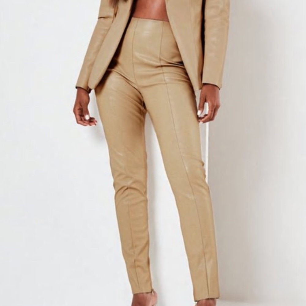 Missguided split hem leather pants